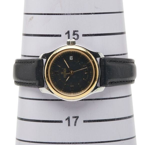 Fendi 210L Silver Black Stainless Steel Leather Women's Fendi - Picture 9 of 9